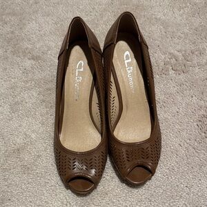 CL by Laundry Tan Peep Toe Heels
